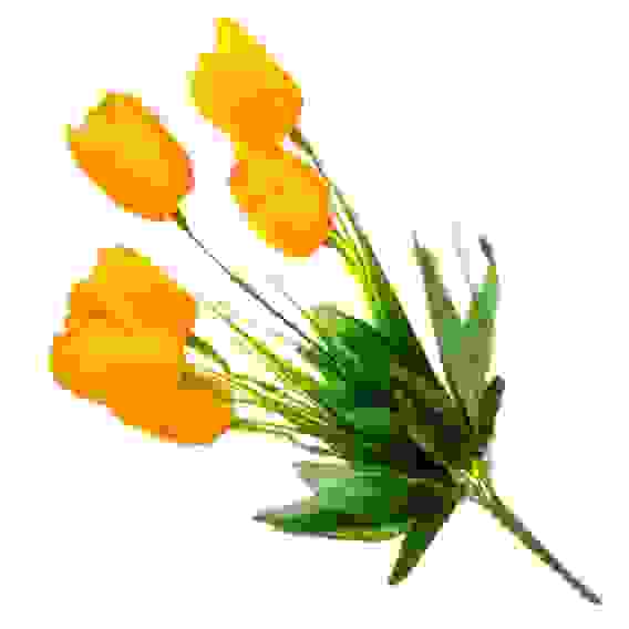 Букет искусственный &quot;Тюльпаны 7шт с веточками&quot;, полиэстер, 37см, 4 цвета