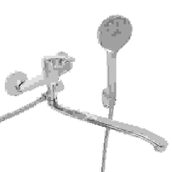 Смеситель для ванны с дл. изливом SK09-I102, керам. дивертор, с душ набором, 35мм, цинк СоюзКран