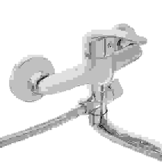 Смеситель для ванны с дл. изливом SK09-I102, керам. дивертор, с душ набором, 35мм, цинк СоюзКран