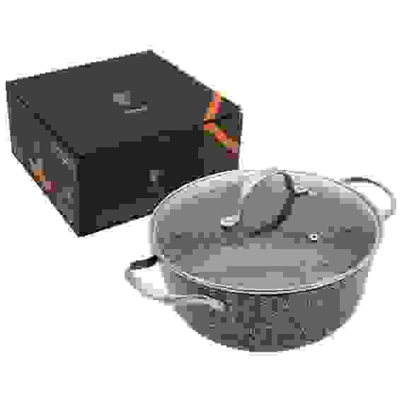 Кастрюля чугунная эмалированная с мрам антиприг покр LEO-C-3,7, ручки: нерж.ст 3,7 литра