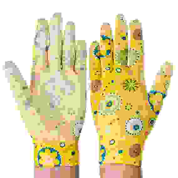 Перчатки садовые с нитриловым полуобливом, полиэстер, 9 размер, 23см, 31гр, цветные INBLOOM(МАРКА)