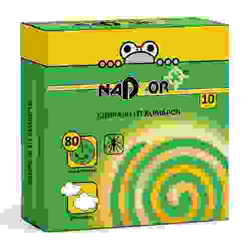 Спирали от комаров малодымные без запаха зеленые 10штук в упаковке Nadzor/60 ISM004C