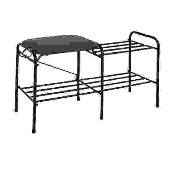 Подставка для обуви 2-х полочная 80 с сиденьем Черный