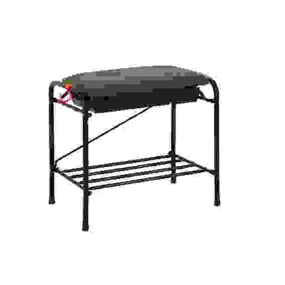 Подставка для обуви 2-х полочная 45 с сиденьем с ящиком Черный