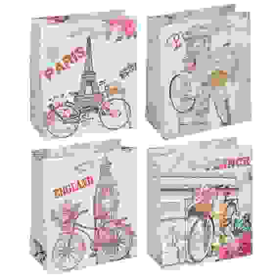 Пакет подарочный, высококачественная бумага, 12х14х6 см, 4 цвета, арт 1