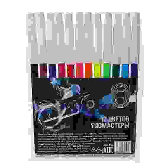 Фломастеры, 12 цветов, с белым колпачком, в ПВХ упаковке Спидвей