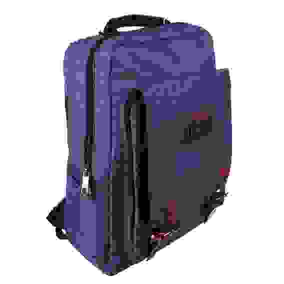 Рюкзак подростковый 42x28x17см, 1 отд, клапан на 2 кнопках, накл.карман, полиэстер, иск. кожа, синий