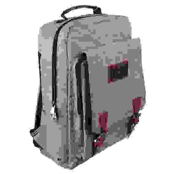 Рюкзак подростковый 42x28x17см, 1 отд, клапан на 2 кнопках, накл.карман, полиэстер, иск. кожа, серый