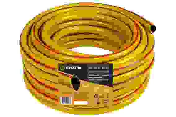 Шланг поливочный ПВХ усиленный, пищевой трехслойный армированный 3/4, 50 м (жёлтый) Вихрь