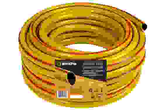 Шланг поливочный ПВХ усиленный, пищевой трехслойный армированный 3/4, 25 м (жёлтый) Вихрь