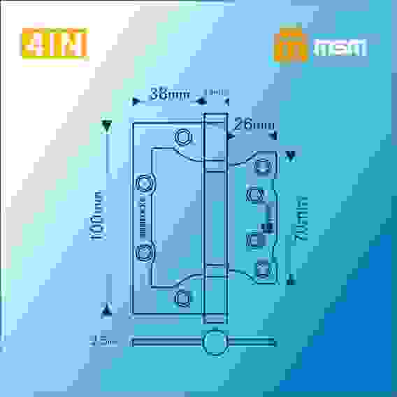 Петля унв.не врезные 100mm 4IN CP (Хром) (упак. 2шт)
