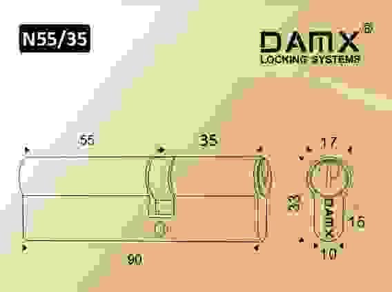 Ц.м. простой ключ-ключ N55/35mm DAMX SN (Матовый никель)