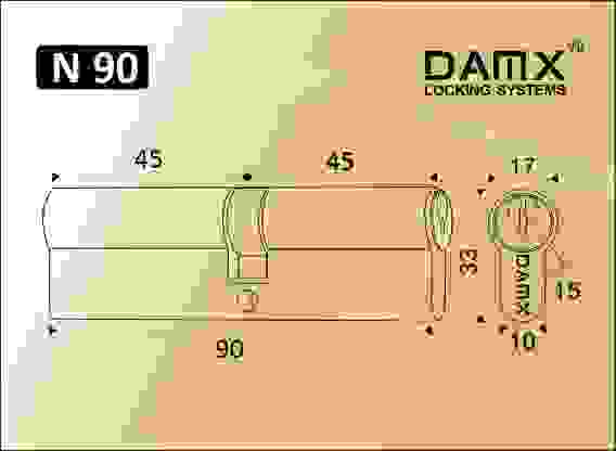 Ц.м. простой ключ-ключ N90mm DAMX SN (Матовый никель)