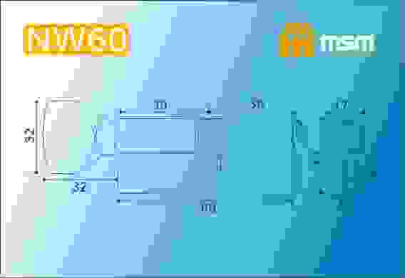 Ц.м. простой ключ-верту. NW60mm SN (Матовый никель) MSM