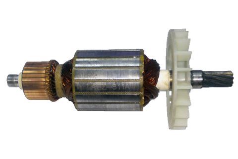 Якорь подходит для Интерскол М25,М30/2000В (диам по железу 57, расст м/у запор шейк 162)