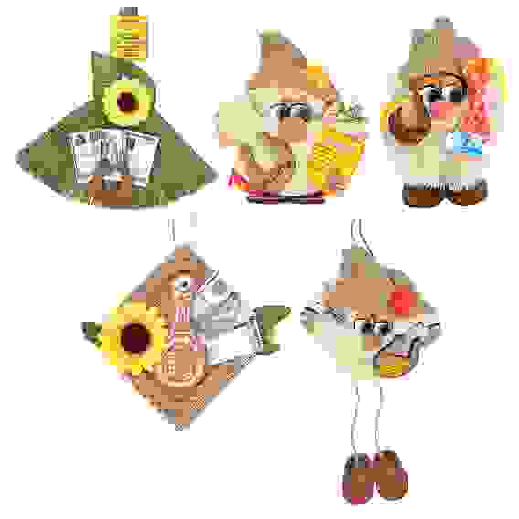 Оберег, 10-19см, мешковина джутовая, керамика, полиэстер, бумага, 5 видов