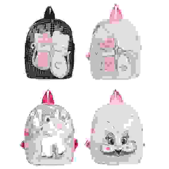 Рюкзак мини, 28x23x10см, ПЭ, 1 отделение,2 кармана, 1-сторонние пайетки, объемн. аппликация, 4 цвета