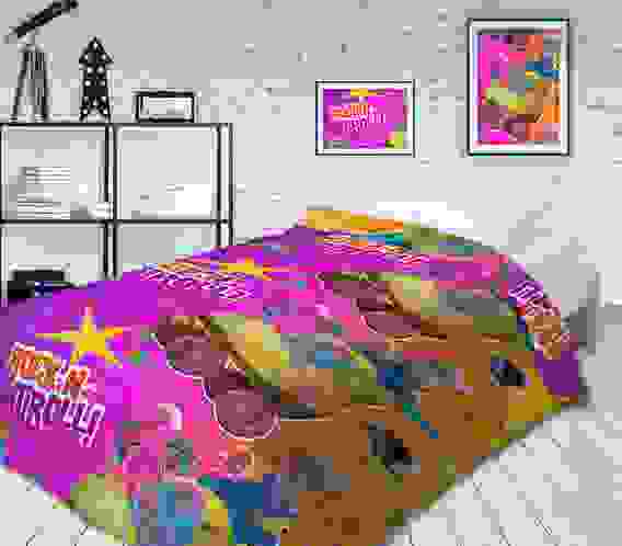 Акция! Покрывало Непоседа "Trolls" Тролли 145*200 хлопок 100 бязь стеганое мультиколор