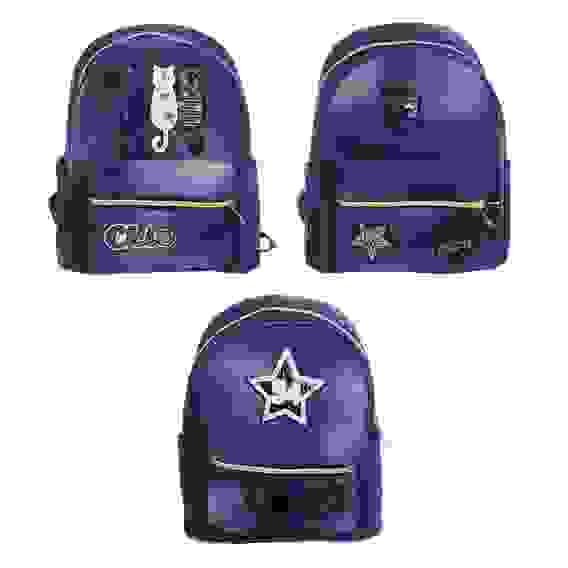 Рюкзак подростковый, 31x24x10см, 1 отд, 1 карм, джинсовый материал, аппликация, 3 дизайна