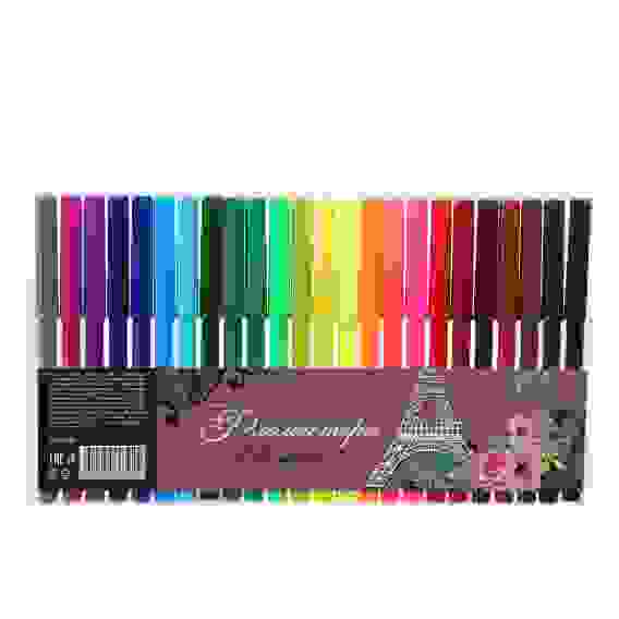 Фломастеры, 24 цвета, с цветным вентилируемым колпачком, в ПВХ пенале с подвесом Миракл Пэрис