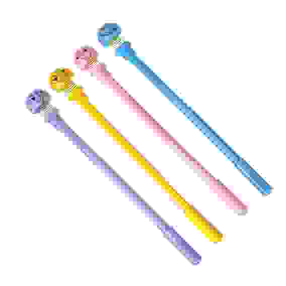 Ручка шариковая-антистресс синяя, верх в форме смайлика на пружине, 19,5см, пластик, 4 цв.корпуса