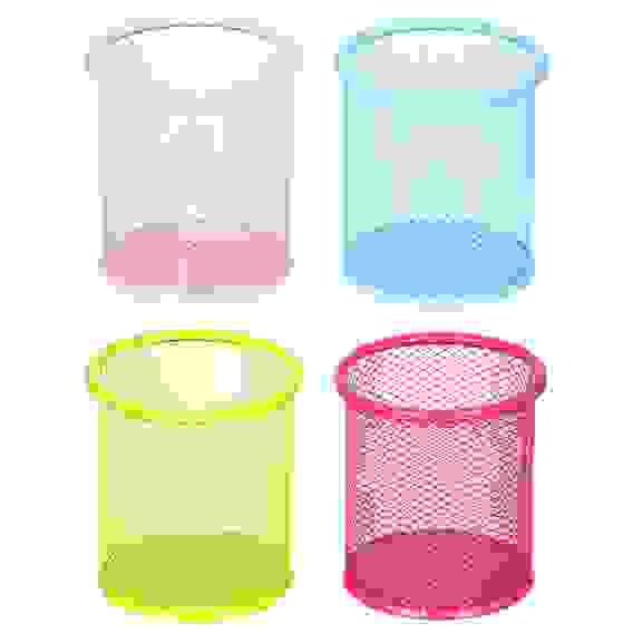 Подставка для ручек и карандашей цилиндр 10х9х9см, металл, ассорти 4 цвета