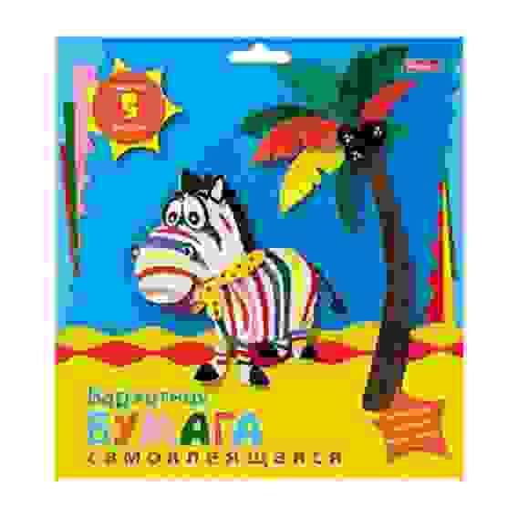 Набор бумаги цветной бархатной Самоклеящ. 5л 5 цв. А5ф 170х180мм-Зебра- в папке с евр