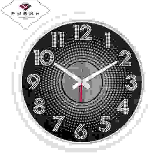 Часы настенные круглые d=48 см, корпус белый \&quot;Классика\&quot; \&quot;Рубин\&quot;
