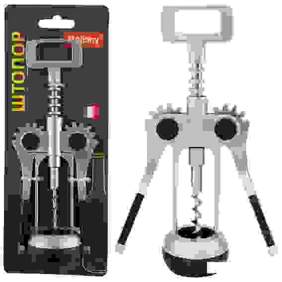 Штопор ELETTO, сплав цинка никелированный, ABS пластик (ручка)