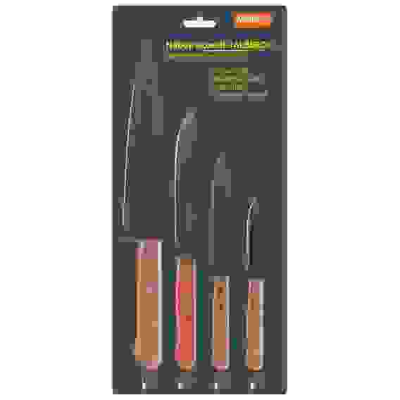 Набор ножей с деревянной рукояткой ALBERO 4 шт (поварской, универсальный, овощной, овощной малый)