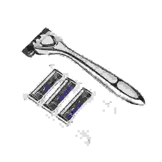 Станок для бритья с тройным лезвием, плавающая головка + 3 сменные кассеты, силикон, пластик