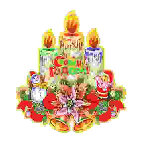 Панно со свечами, 38х43см, бумага, арт 0516 СНОУ БУМ