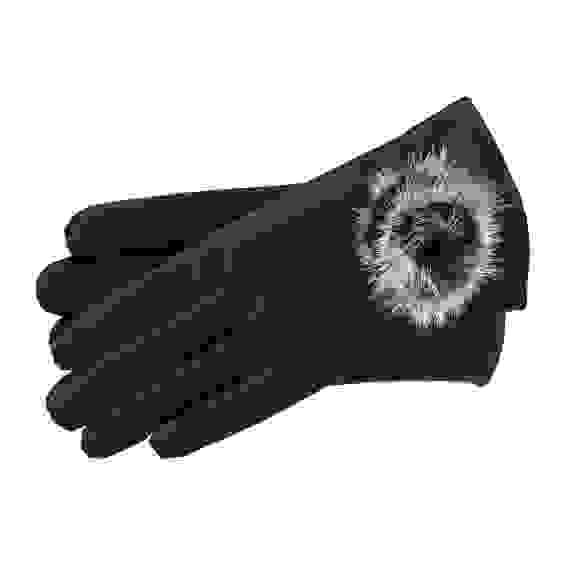 Перчатки женские с декором, р-р 20, ПУ, черные, ПВ2020-20