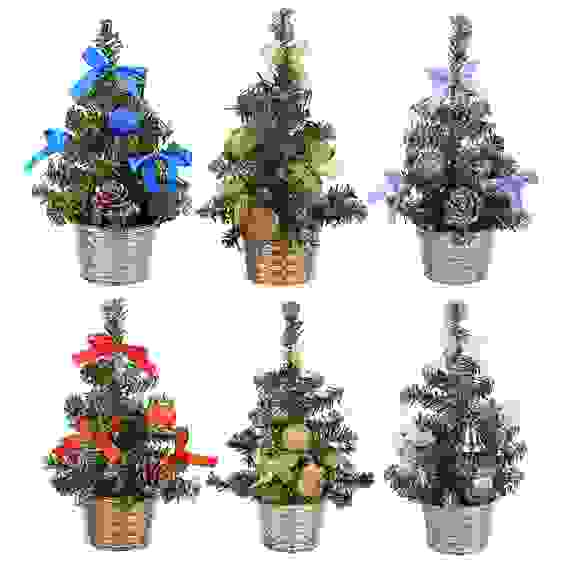 Елка декоративная, пластик, полиэстер, 20см, 7 цветов СНОУ БУМ