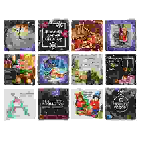 Магнит на холодильник &quot;Новогодний&quot;, 8х8 см, бумага, винил, 12 дизайнов ГЦ СНОУ БУМ