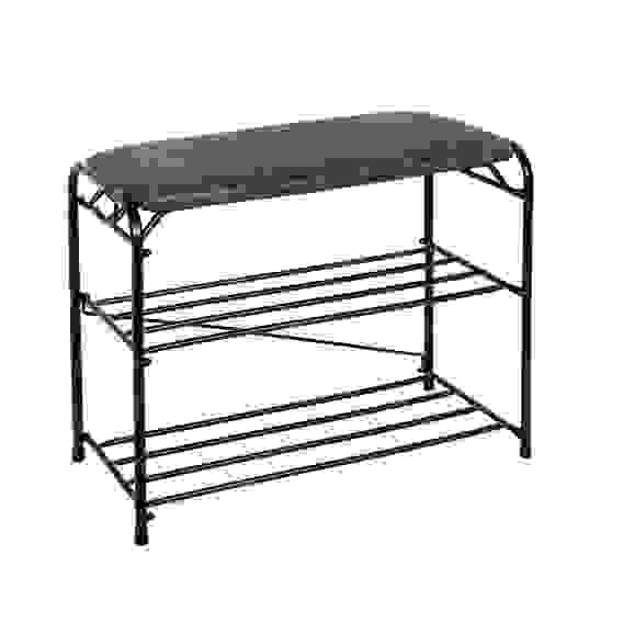 Подставка для обуви 3-х полочная 60 с сиденьем черный