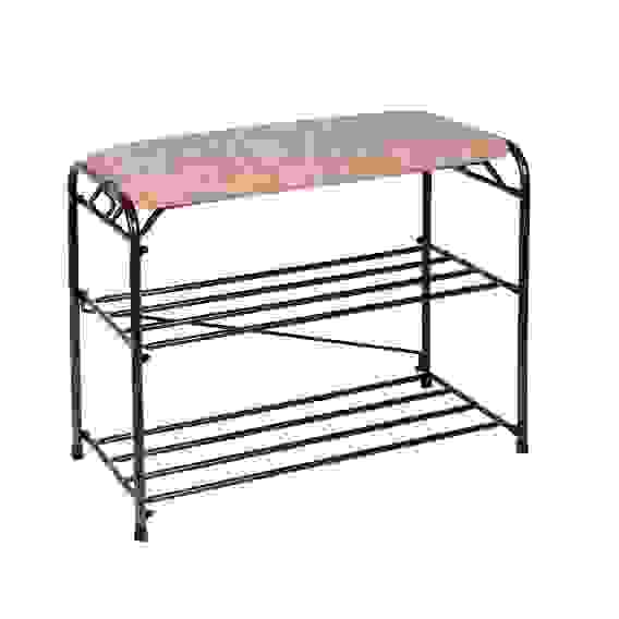 Подставка для обуви 3-х полочная 60 с сиденьем,цвет сиденья бежевый, медный антик