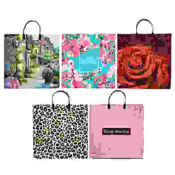 Пакет ПВД с пластиковой ручкой, 37х36см, 100мкм, 5 дизайнов