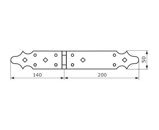 Петля фигурная 140х200 кованая, серия Кострома черный