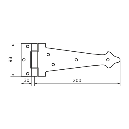 Петля-стрела фигурная ПС-200 мод.3 кованая, серия Кострома черный