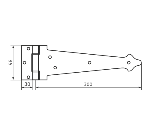 Петля-стрела фигурная ПС-300 мод.3 кованая, серия Кострома черный