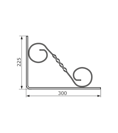 Кронштейн фигурный 300х225 мод.4 черный