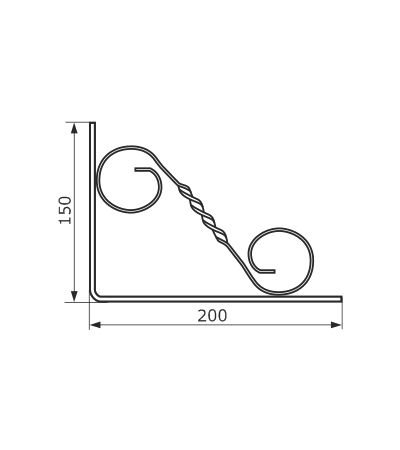 Кронштейн фигурный 200х150 мод.4 черный