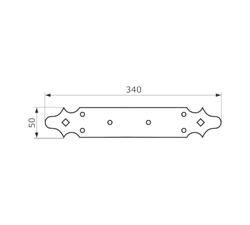 Пластина крепежная 340х50 кованая, серия Кострома черный