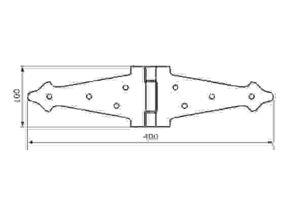 Петля-стрела ПС-2х200 кованая, серия Кострома черный