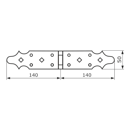 Петля фигурная 140х140 кованая, серия Кострома черный