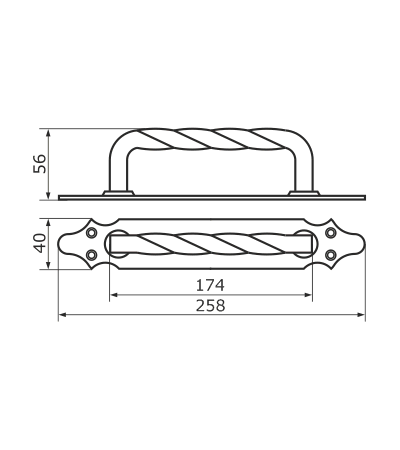 Ручка декор. мод.4 250 кованая, серия Кострома черный
