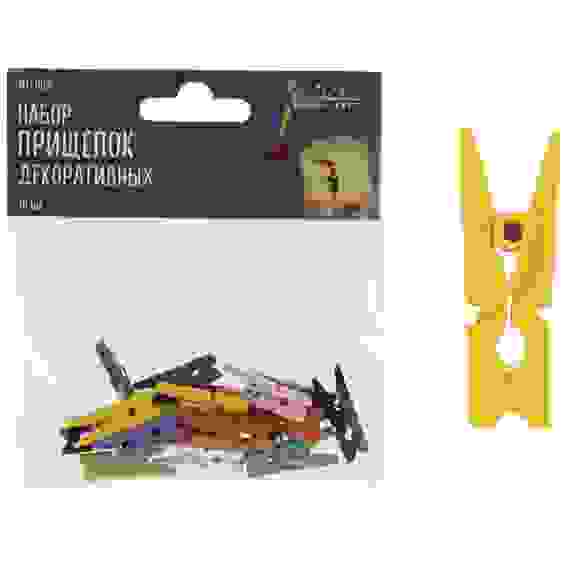 Набор прищепок декоративных, 18 шт, 2,5см, дерево, разноцветные