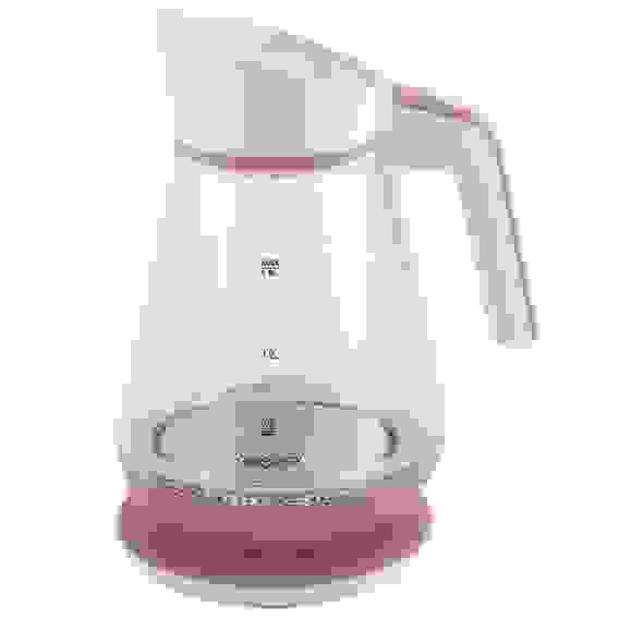 Чайник ENERGY E-297 (1,5 л) стекло, пластик цвет бело-коралловый