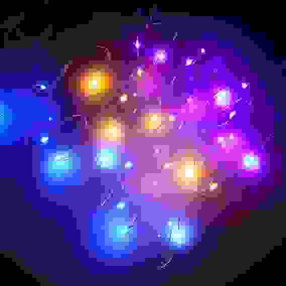 Гирлянда эл. 1м, "Нитка росы" 10 LED, шампань, синий, фиолетовый, от батареек 2xCR2032 СНОУ БУМ